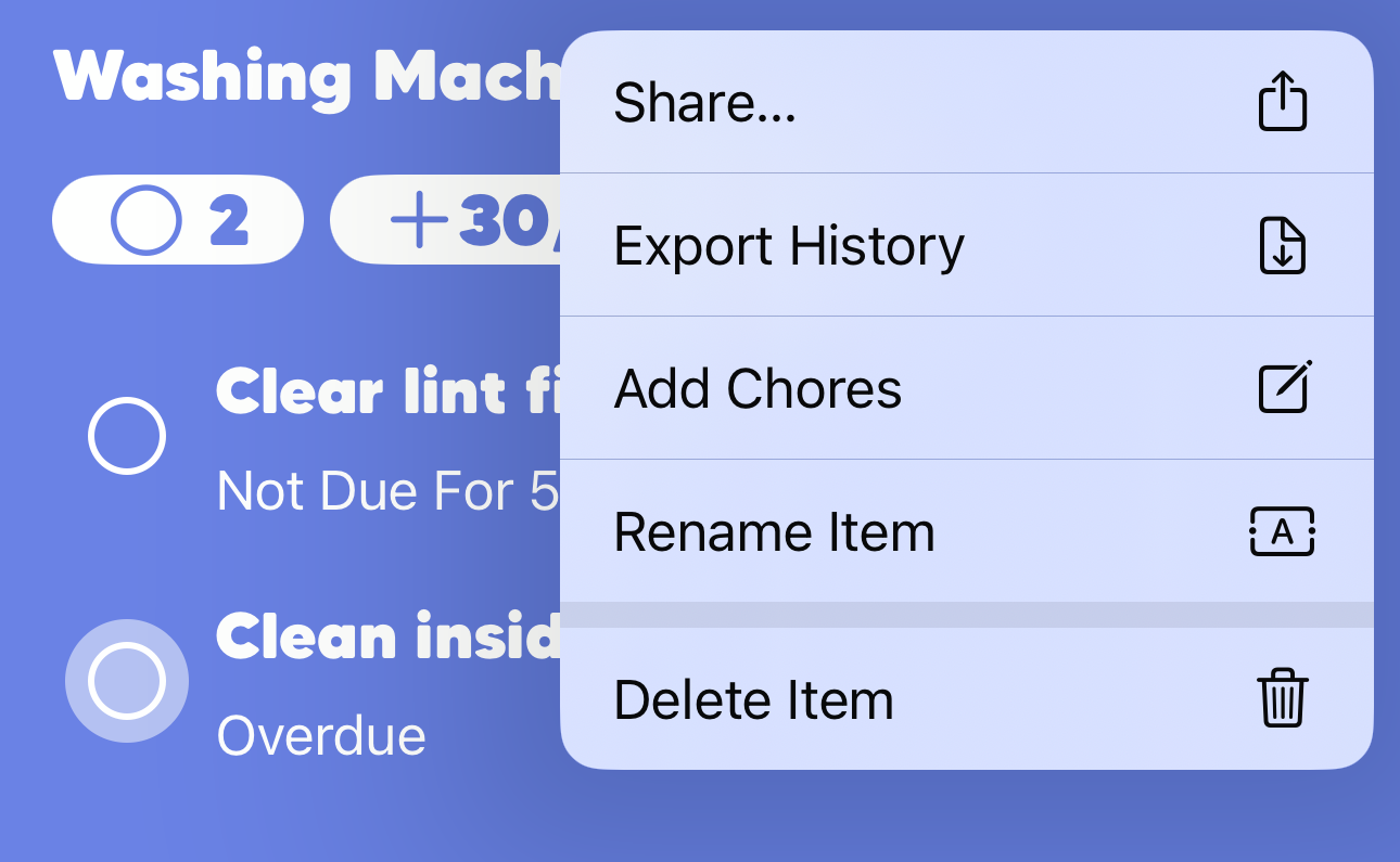 Screenshot showing the share/export options